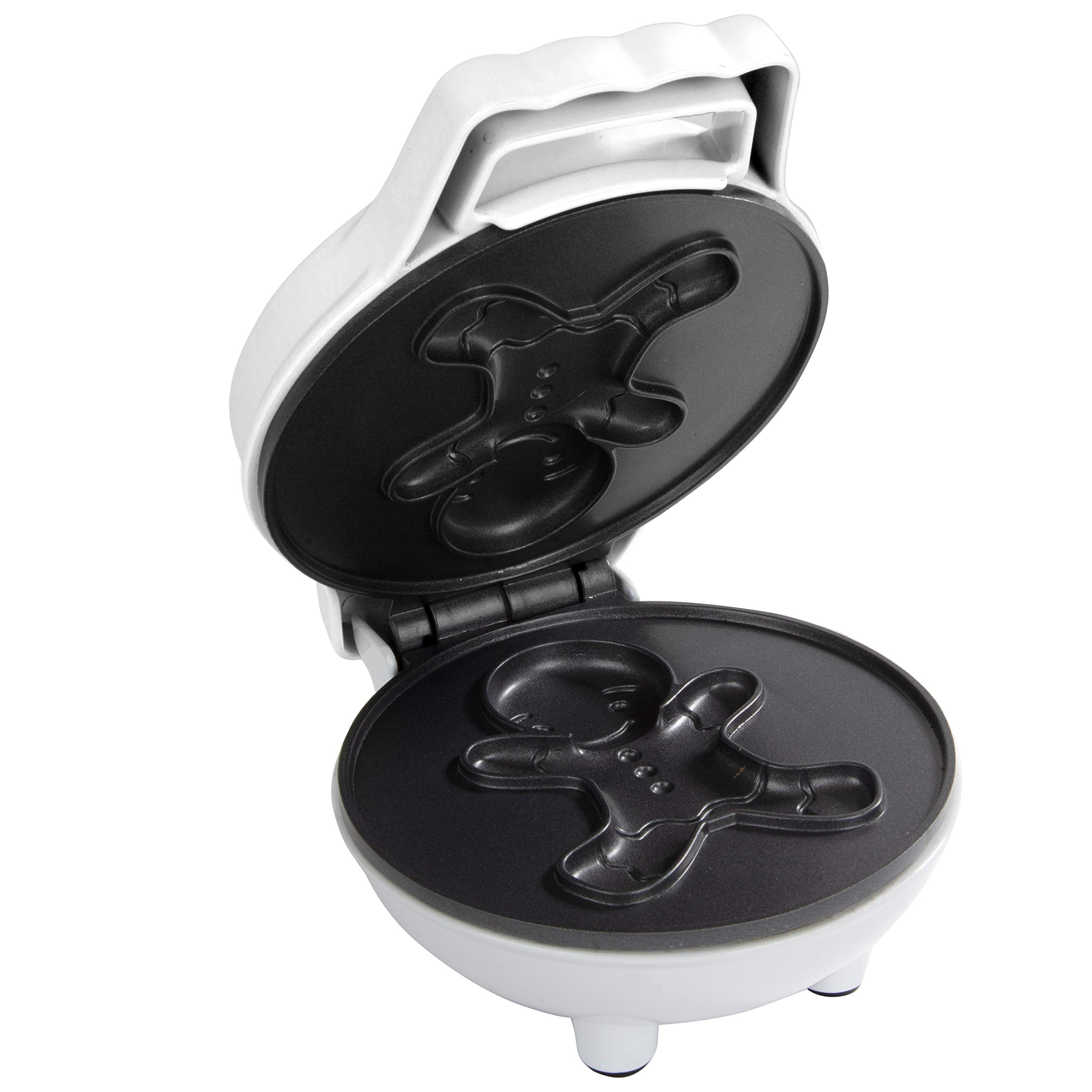 Waffle Wow Gingerbread Man mini waffle maker with recipe guide included.