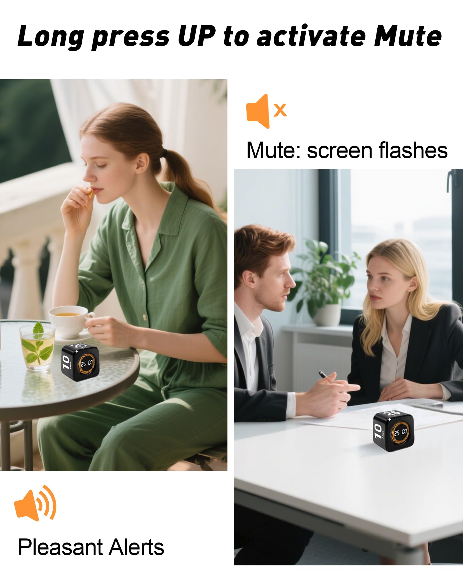 WAFHX Pomodoro Timer Cube compact size fits any desk.