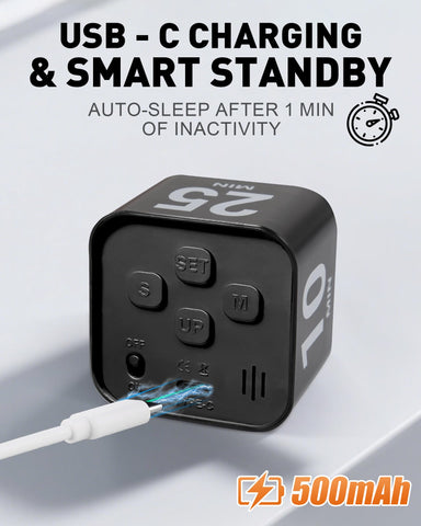 WAFHX Pomodoro Timer Cube stand angle for comfortable viewing during work.
