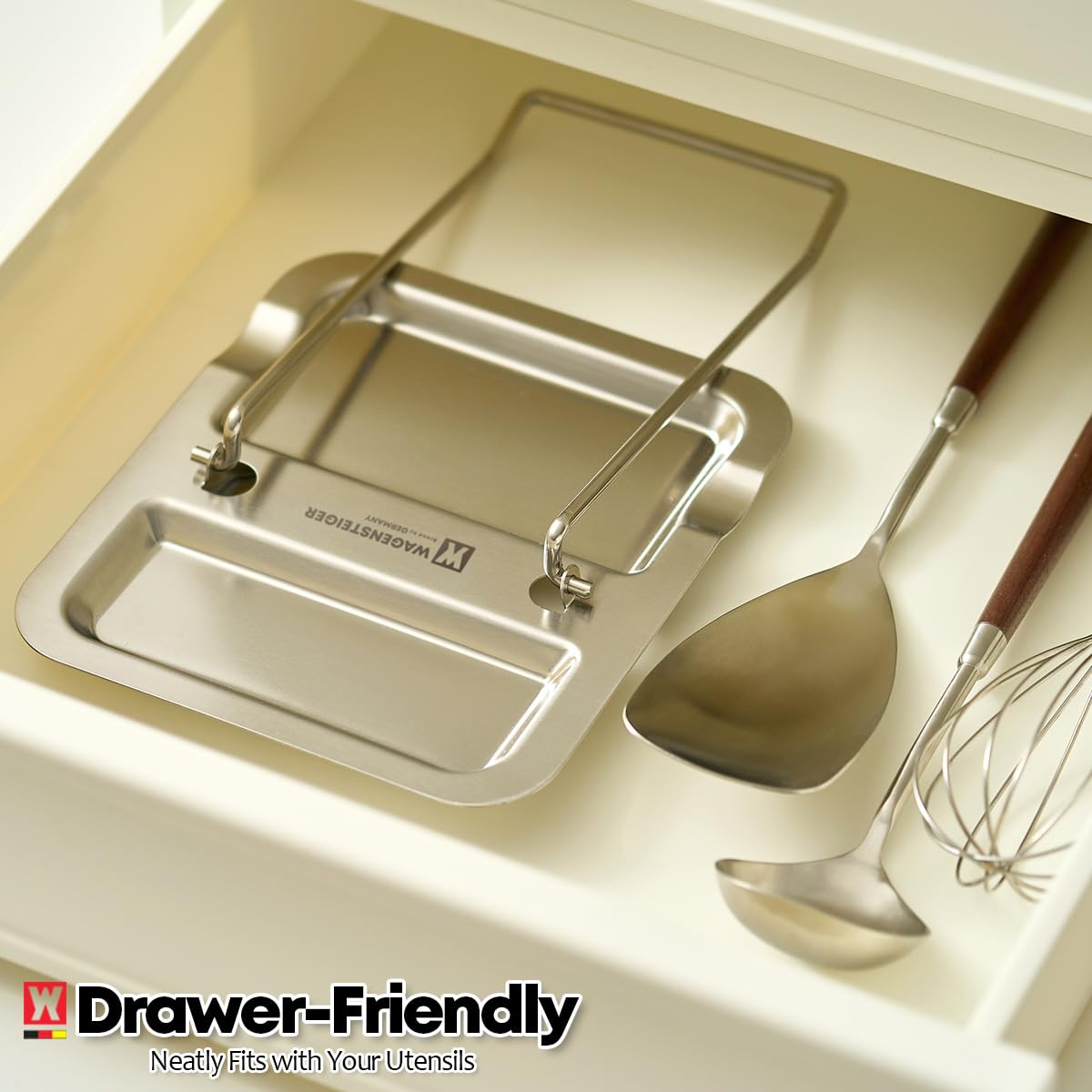 WAGENSTEIGER pan lid holder secures lids for quick cooking access.