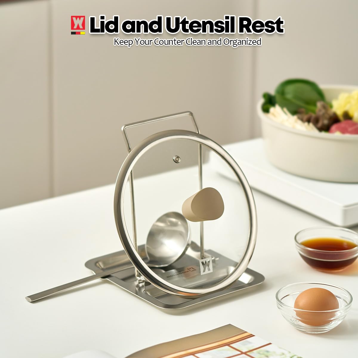 WAGENSTEIGER utensil organizer stand stores spatulas and whisks neatly.