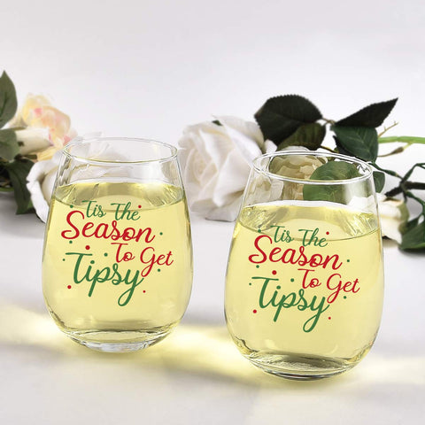 Waipfaru Tis the Season funny-words glass adds playful charm to celebrations.