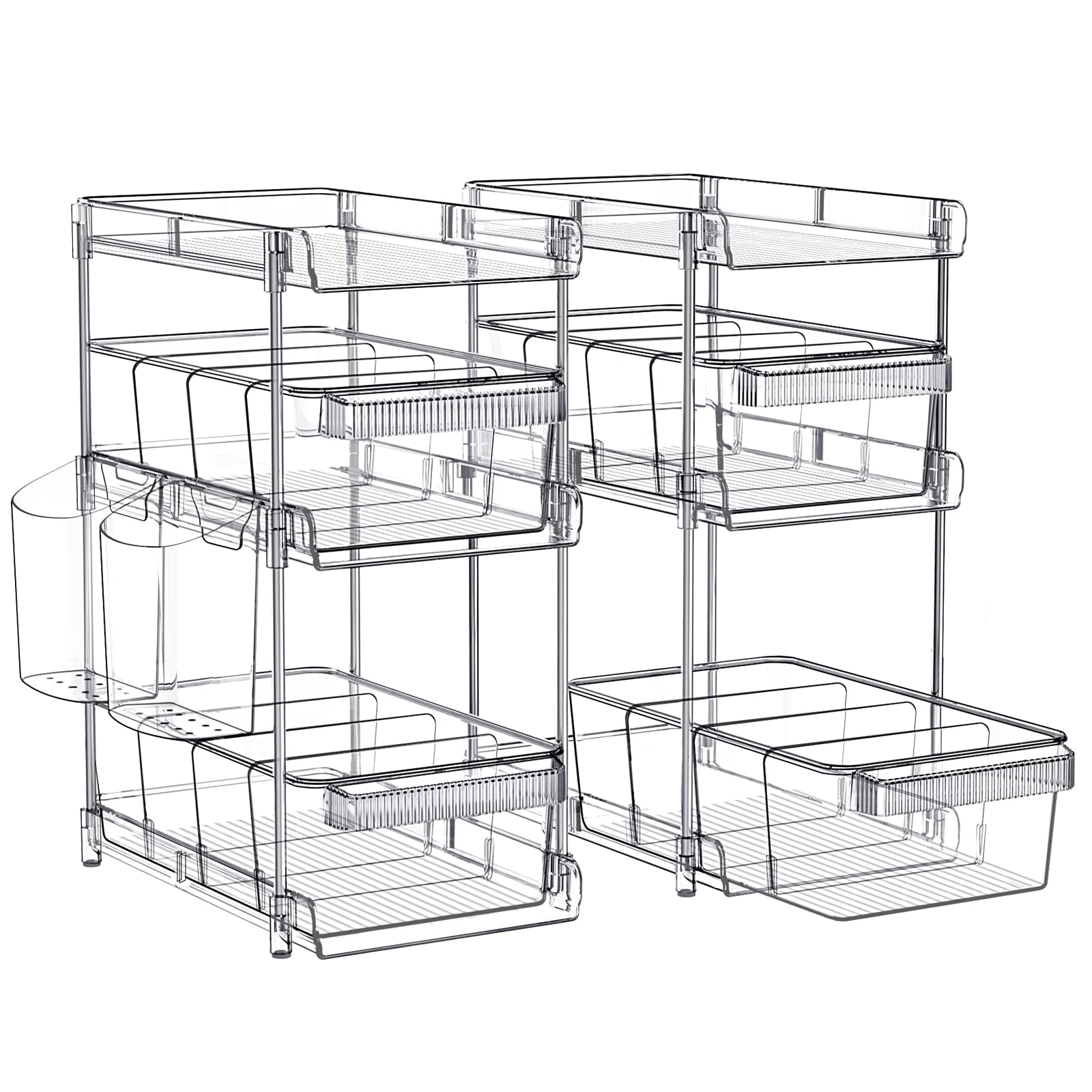 WAKISA clear 3-tier pull-out bathroom organizer keeps essentials visible and accessible.