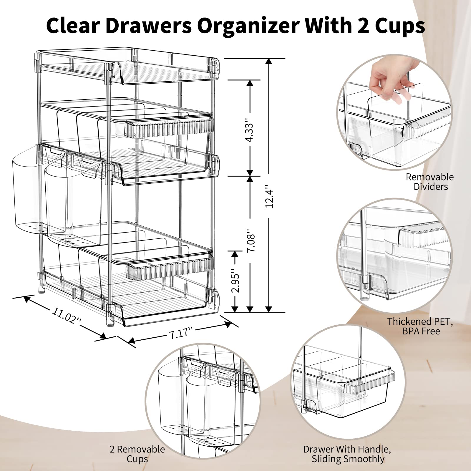 WAKISA stainless steel rods provide durable 3-tier stability for reliable storage.