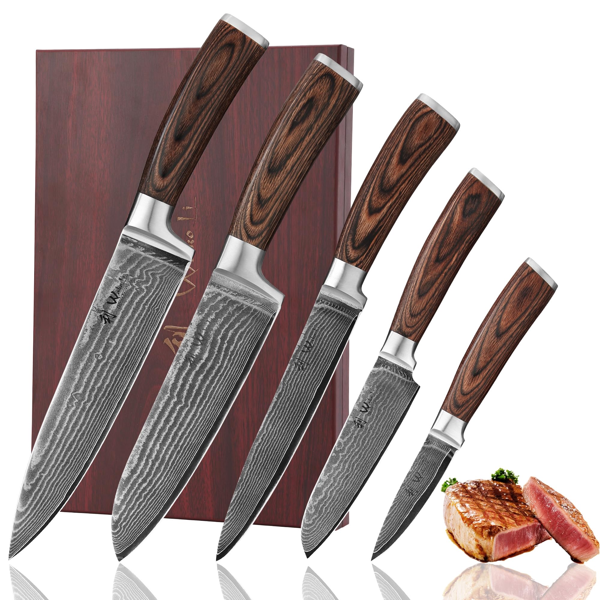 Wakoli EDIB knife set in a premium wooden gift box for gifting and display