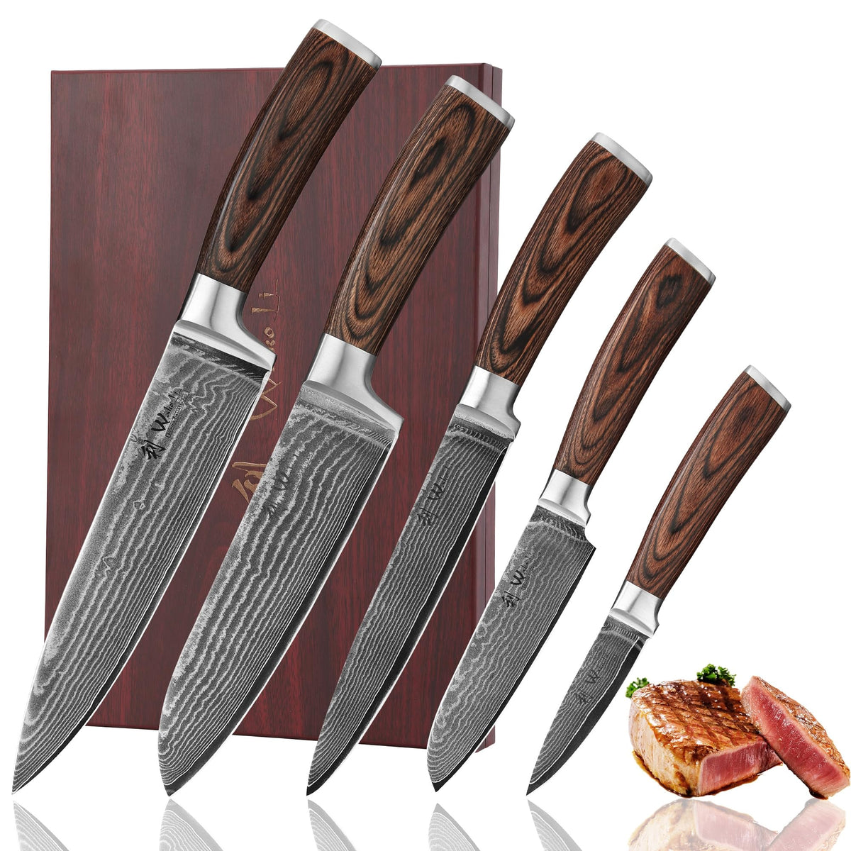 Wakoli EDIB knife set in a premium wooden gift box for gifting and display