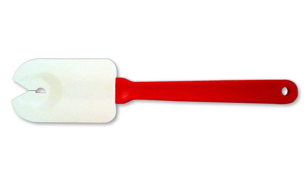 WALBERRIE SuperSpatch spatula with a flexible silicone head for precise mixing in stand mixers.
