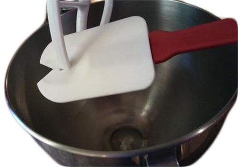 WALBERRIE SuperSpatch spatula ready for stand mixer use and thorough ingredient folding.
