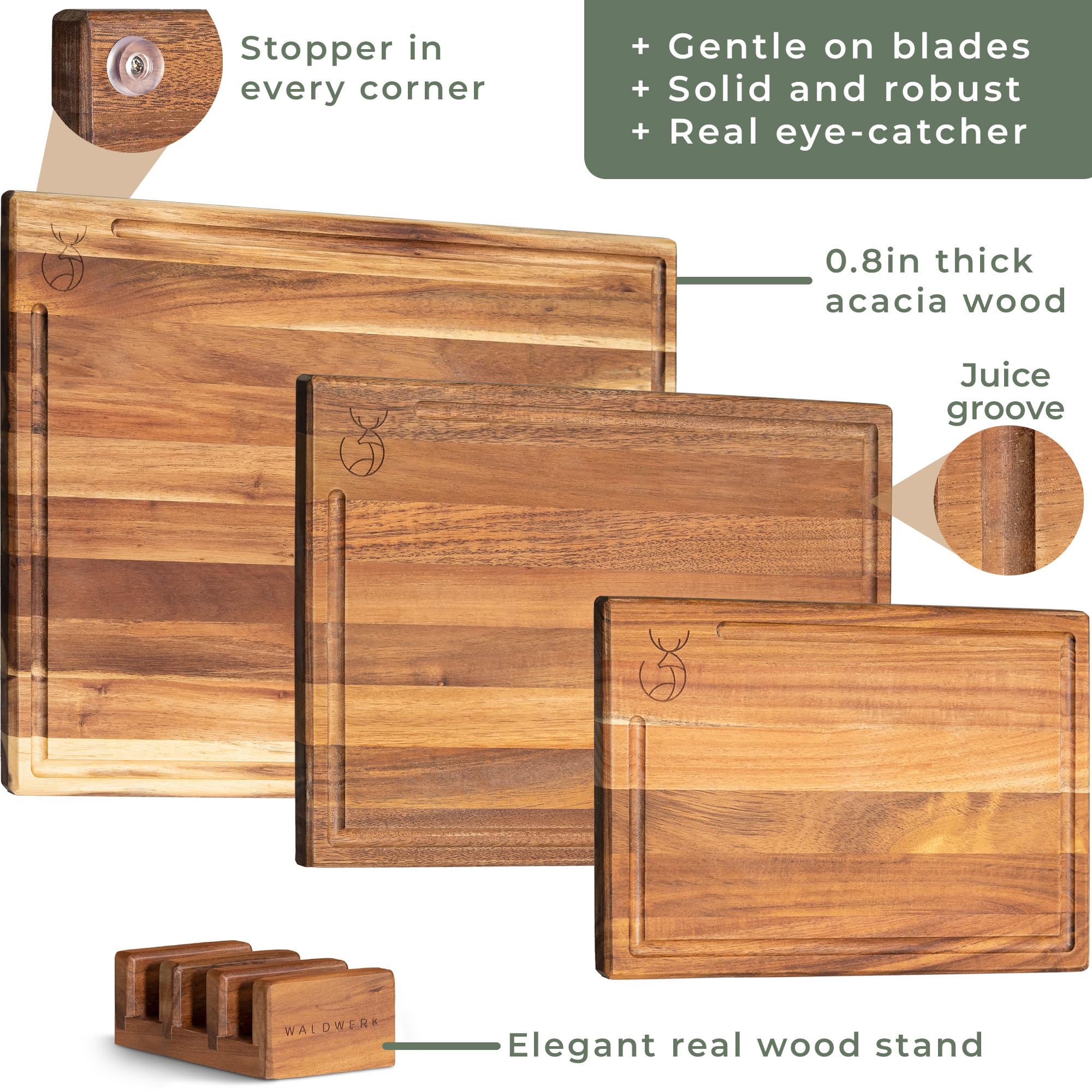 WALDWERK wooden chopping boards provide sturdy, stable cutting surfaces.