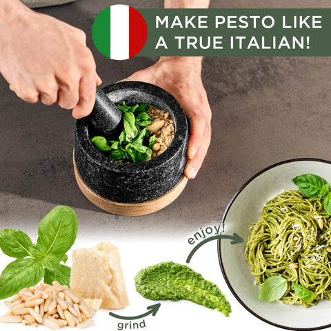 WALDWERK extra-long pestle for comfortable, efficient grinding.