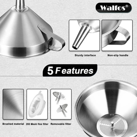 Walfos 200-mesh filter screen captures fine particles during transfers