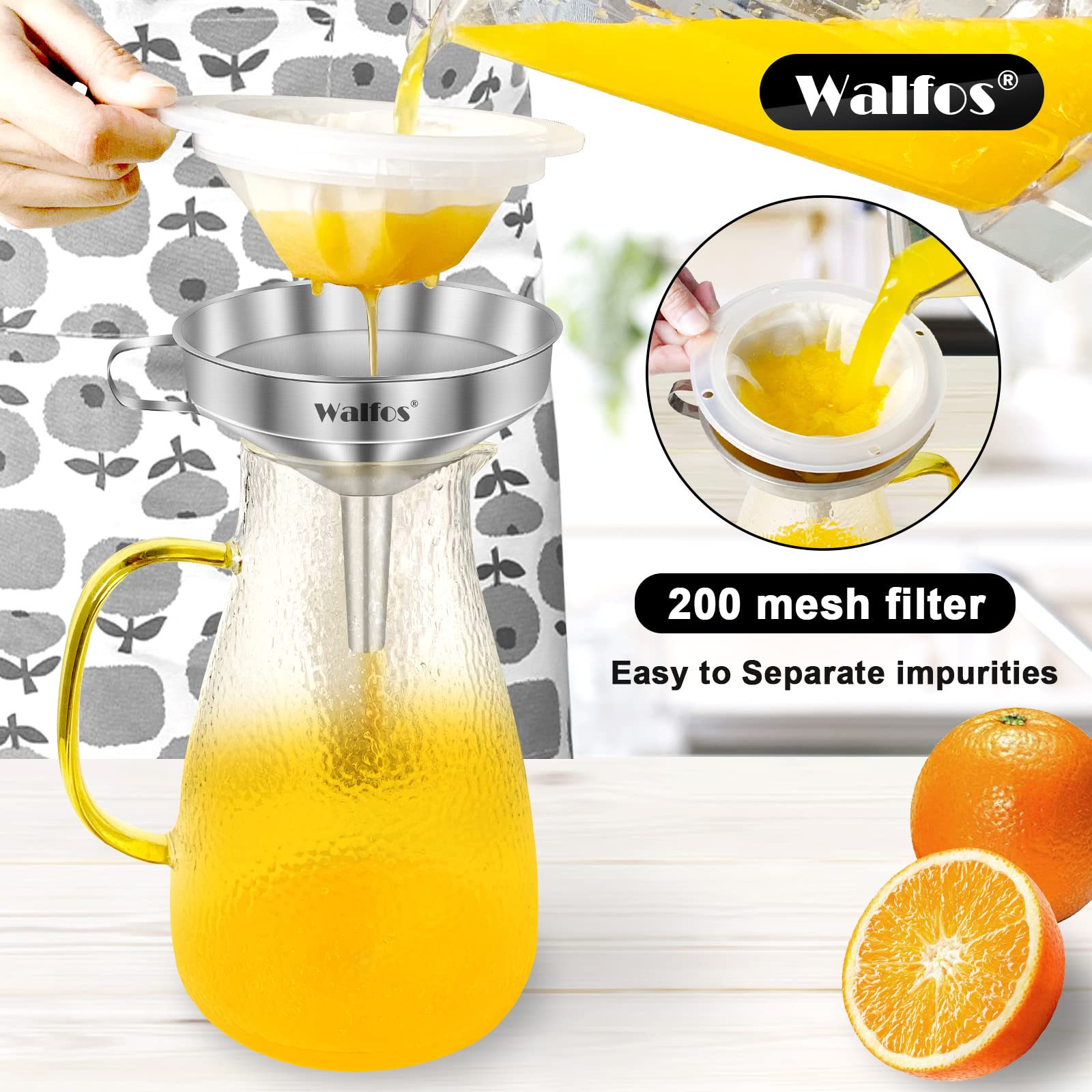 Walfos 4-9-inch mouth funnel ideal for larger containers and dry ingredients