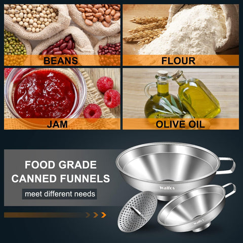 Walfos 4-inch funnel with ergonomic handle for small containers