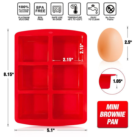 Walfos 6-cavity square silicone baking pan ideal for muffins and mini cakes.
