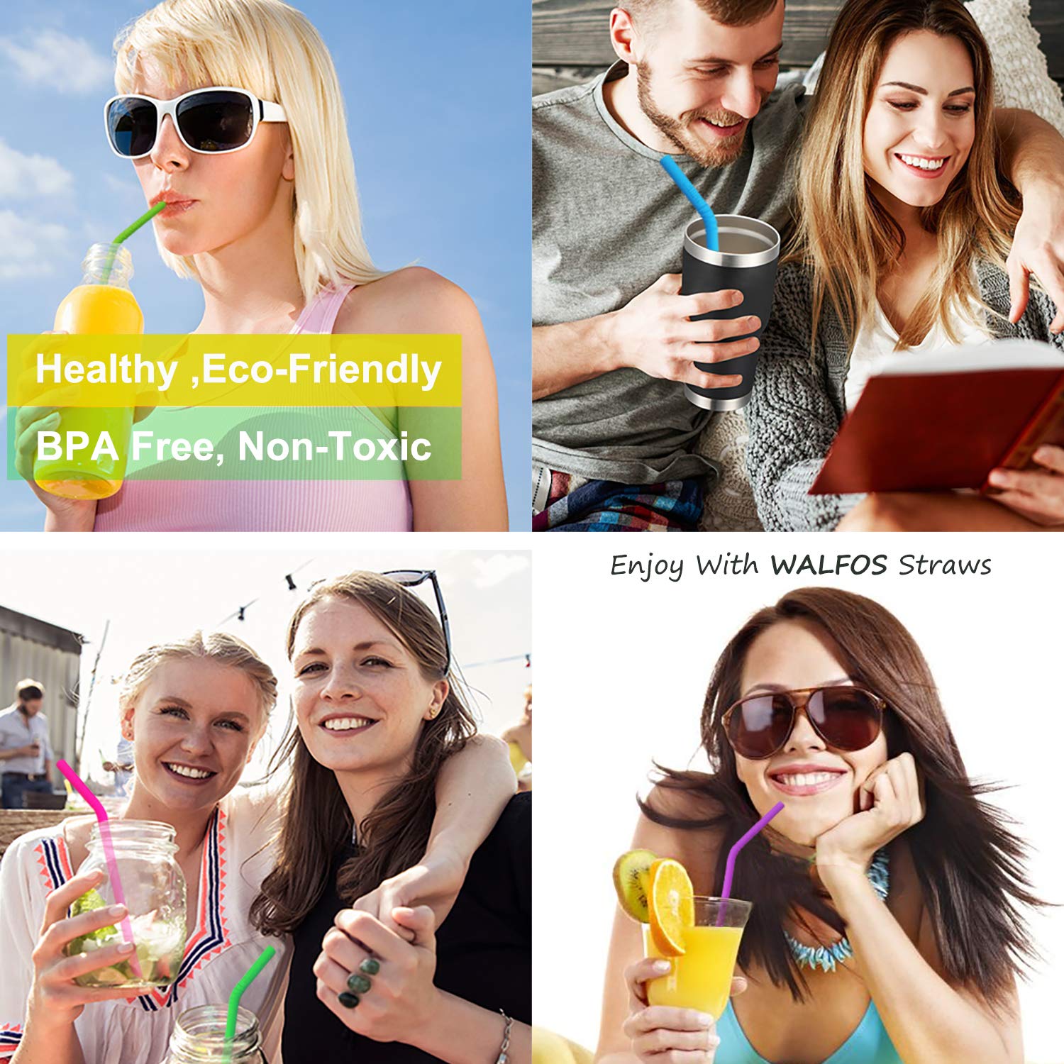 Walfos BPA-free, food-grade silicone straw for safe, repeated use.