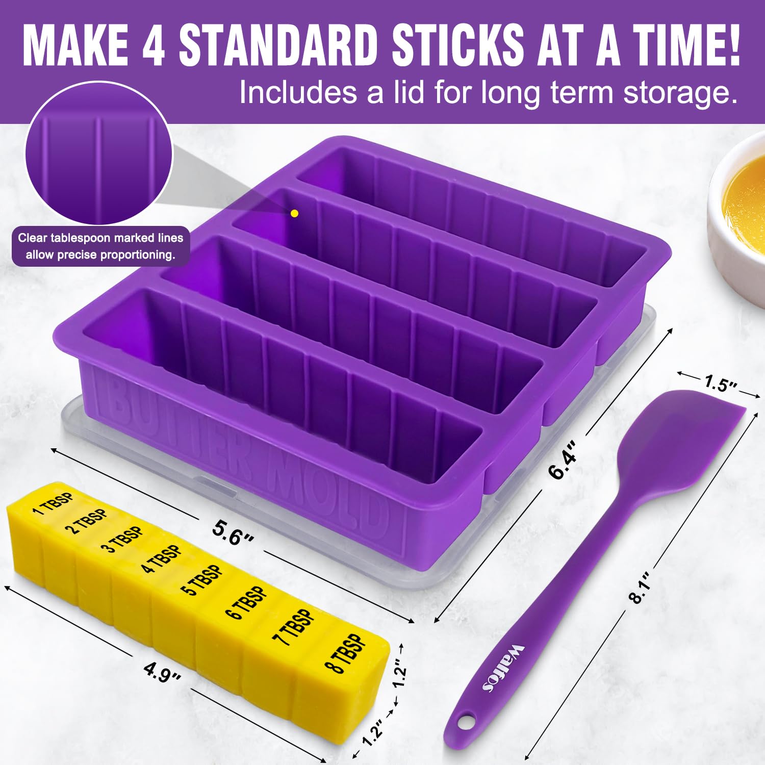 Walfos butter mold with 8 TBSP cavity for standard sticks.