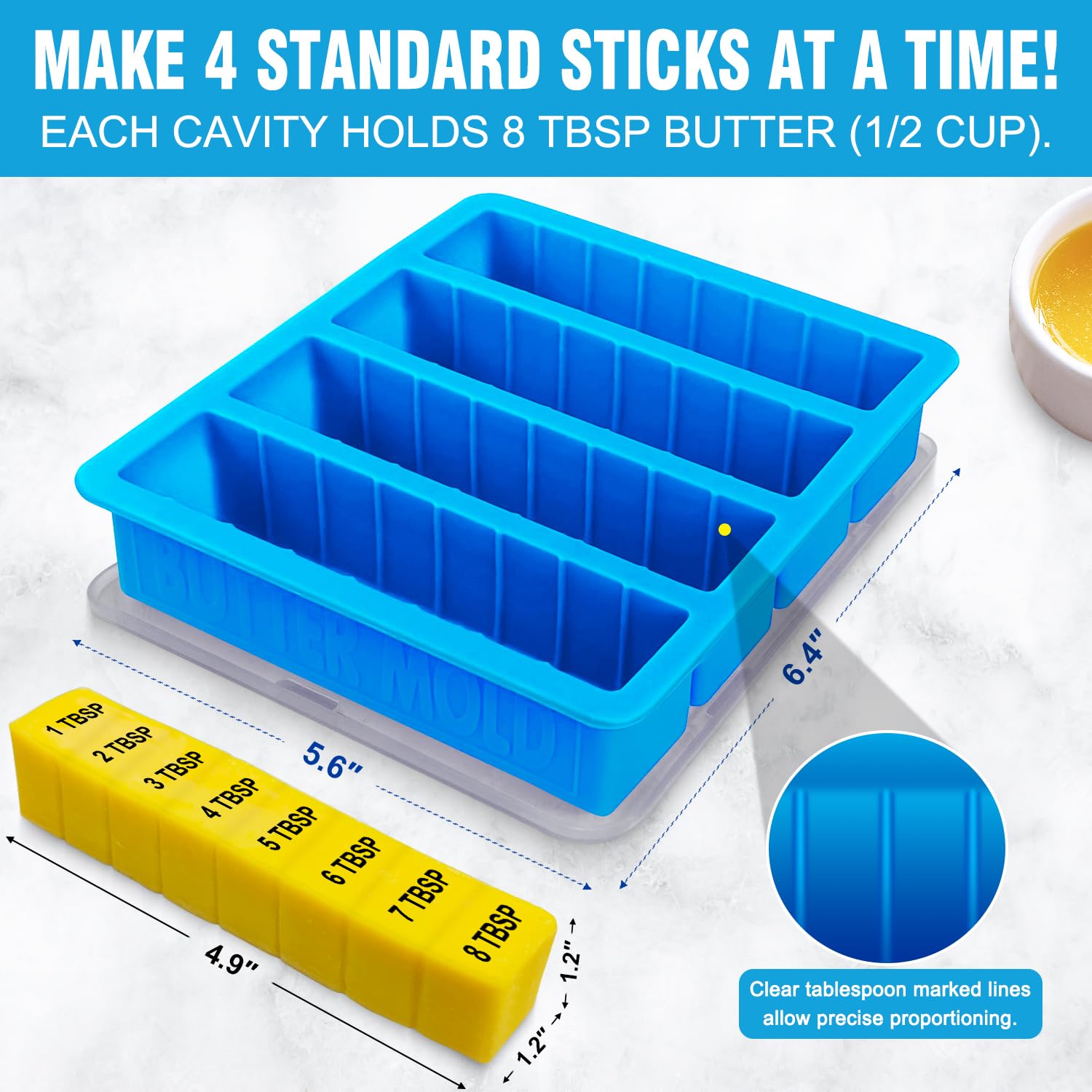 Walfos butter mold with lid open showing easy butter release.