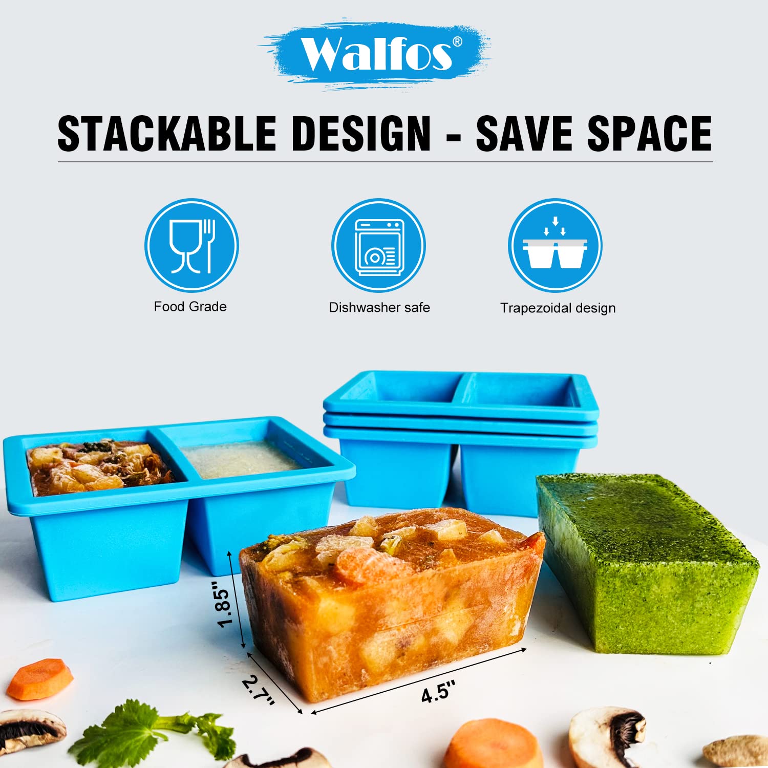 Walfos dishwasher-safe freezer molds simplify cleanup.