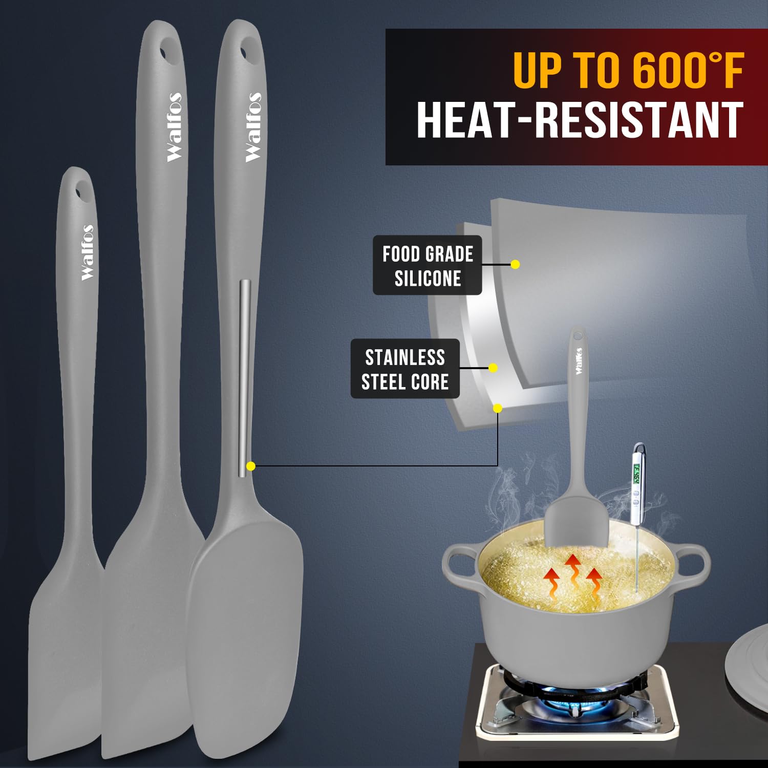 Walfos dishwasher-safe spatulas simplify cleanup after cooking.