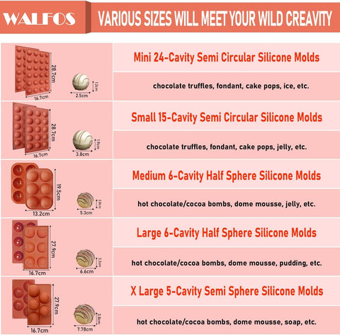 Walfos dome mold supports toppers, fondant and cake decorations