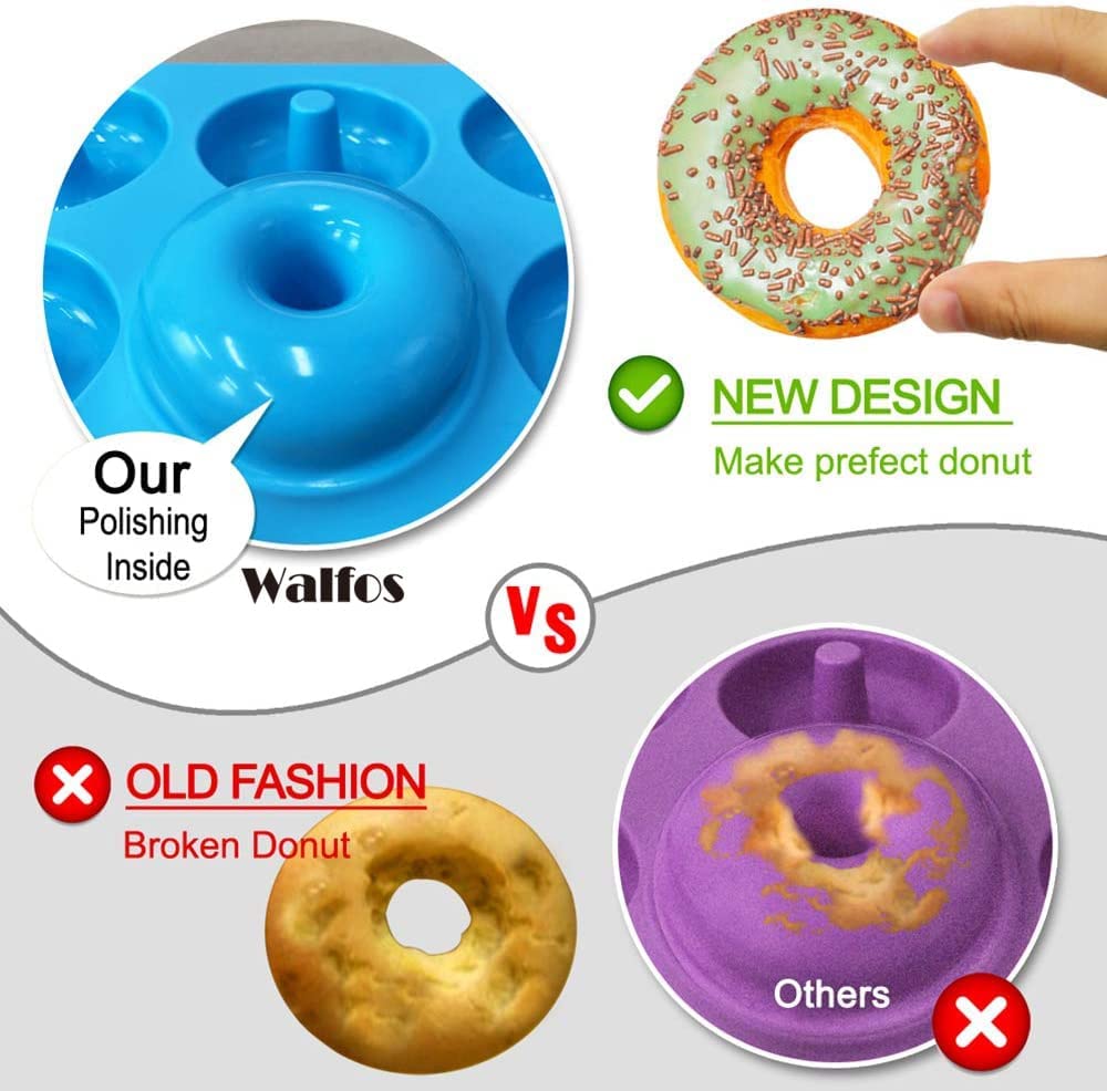 Walfos dishwasher-safe silicone simplifies cleaning after baking donuts.