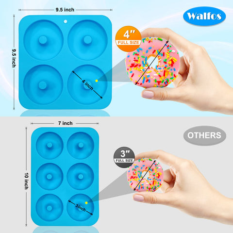 Walfos donut mold non-stick release minimizes sticking and cleanup.