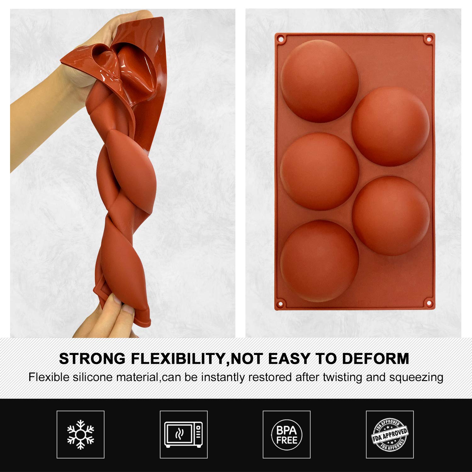 Walfos durable flexible semi-sphere mold for repeated use.
