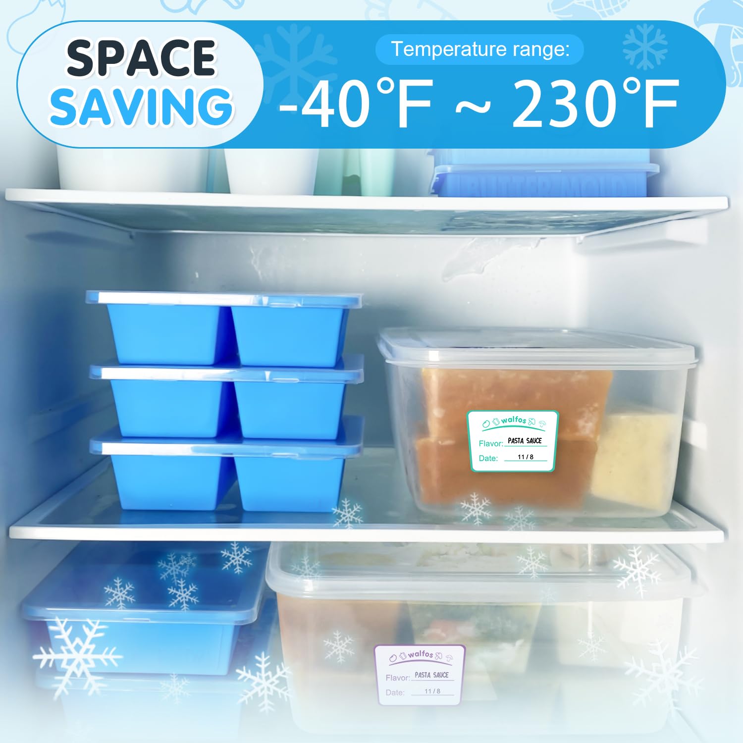 Walfos freezer mold with non-stick surface for easy release.