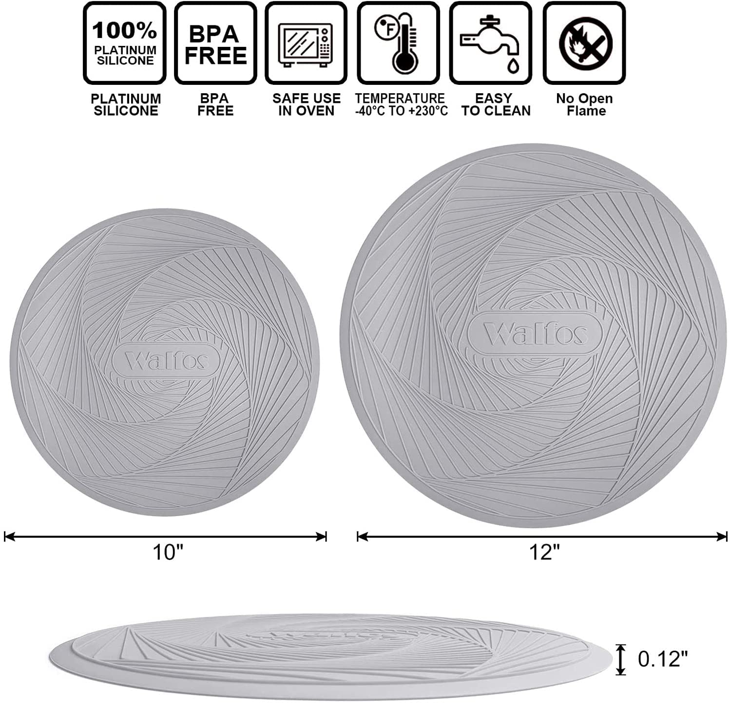 Walfos heat-resistant mat withstands up to 475°F for hot dish protection.