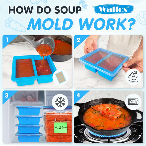 Walfos stackable lid design helps save freezer space.