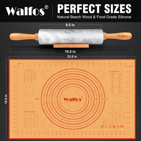 Walfos rolling pin demonstrates 360-degree rotation for uniform dough