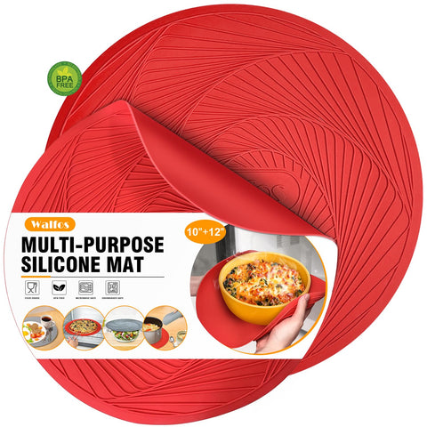 Walfos silicone microwave mat with anti-slip texture for secure hot-pan handling.