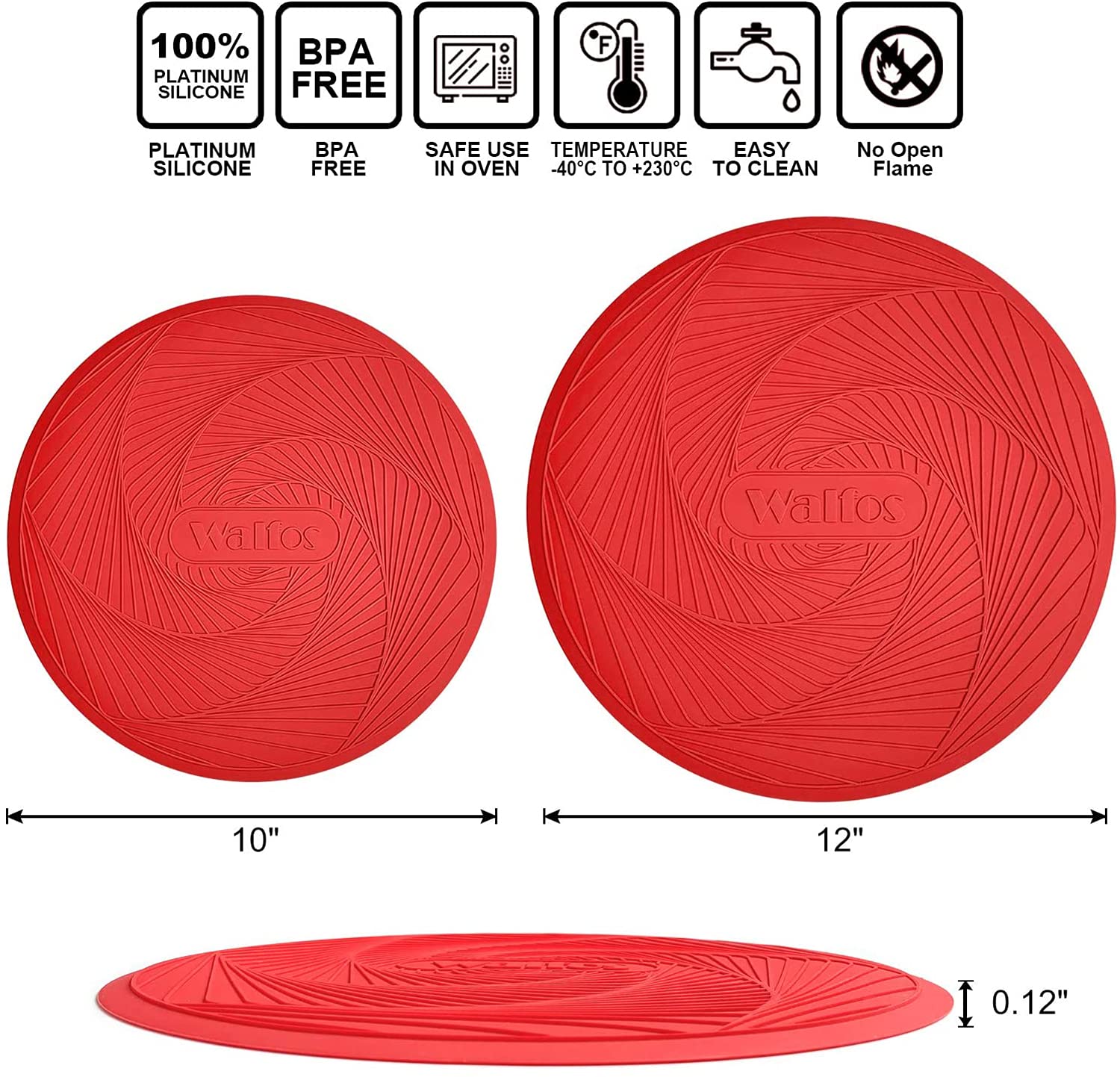 Walfos red silicone mat adds color and practicality to your kitchen.