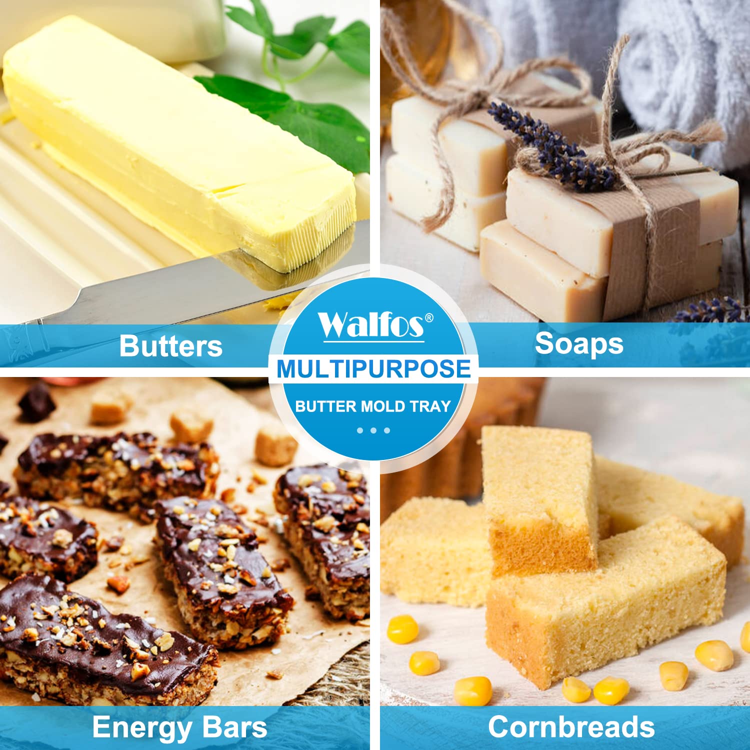 Walfos multipurpose kitchen mold suitable for soaps and energy bars.