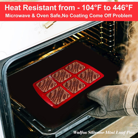 Walfos non-stick silicone pan providing easy release of baked goods.