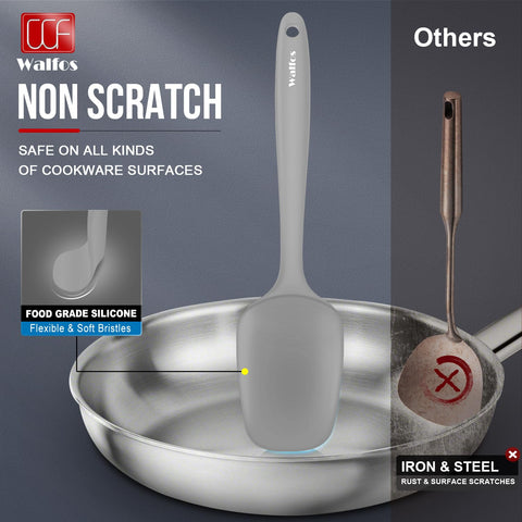 Walfos non-stick silicone spatula surface easy to release food.