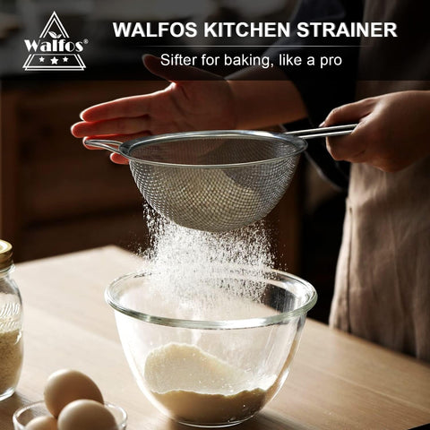 Walfos pasta straining with high-capacity mesh for noodles.