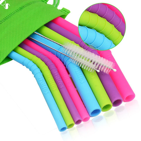 Walfos reusable silicone straw set with two sizes for versatile sipping.