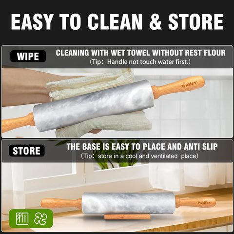 Walfos rolling pin and mat set stores neatly on the bracket