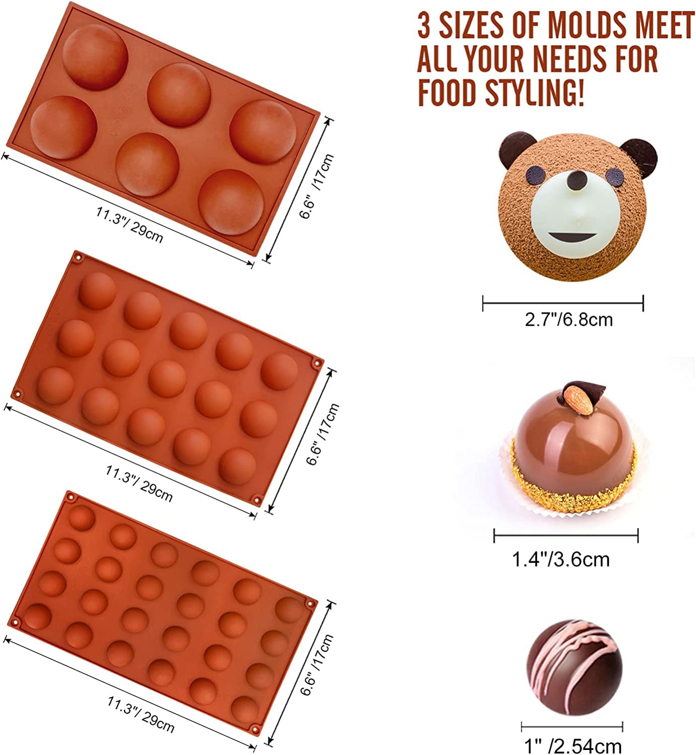 Walfos 24-cup dome mold for large chocolate treats