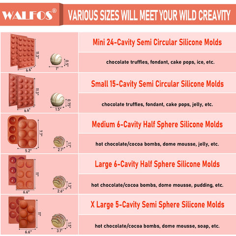 Walfos 5-cavity mold perfect for mousse domes and dessert portions.