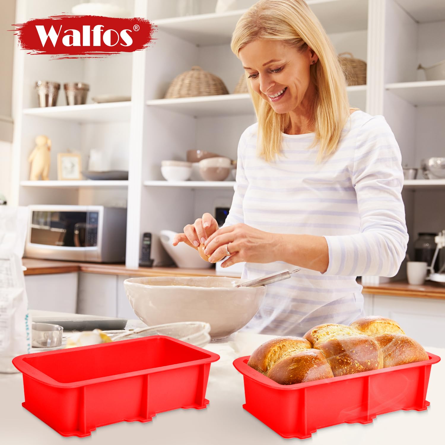 Walfos silicone bread pan is dishwasher-safe for easy cleanup after treats.