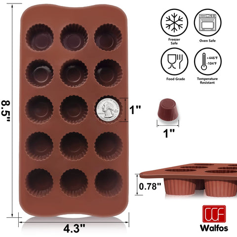 Walfos silicone candy mold keeps shapes intact for chocolate snacks.