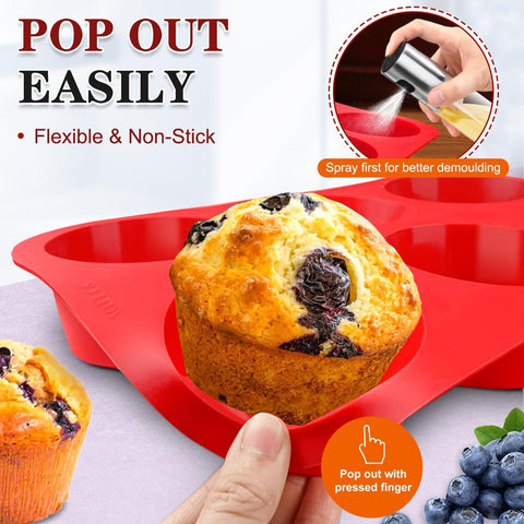 Walfos easy release silicone muffin pan for smooth pop-outs.