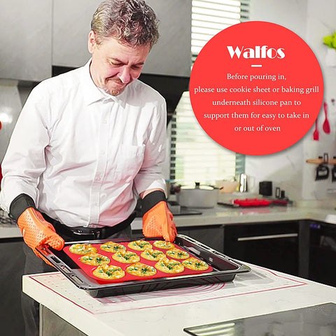 Walfos heat-resistant pan withstands oven and freezer for versatile use.