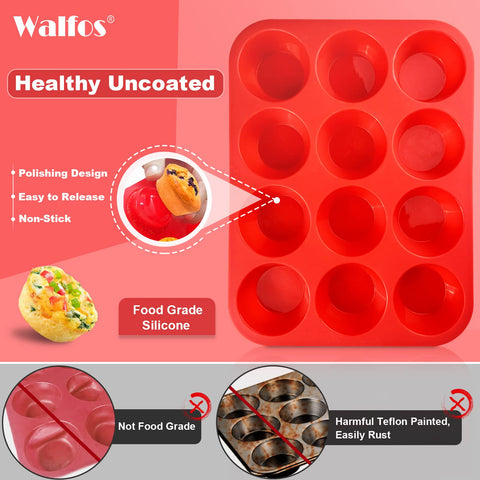 Walfos silicone muffin pan jumbo 6-cup for larger cupcakes.