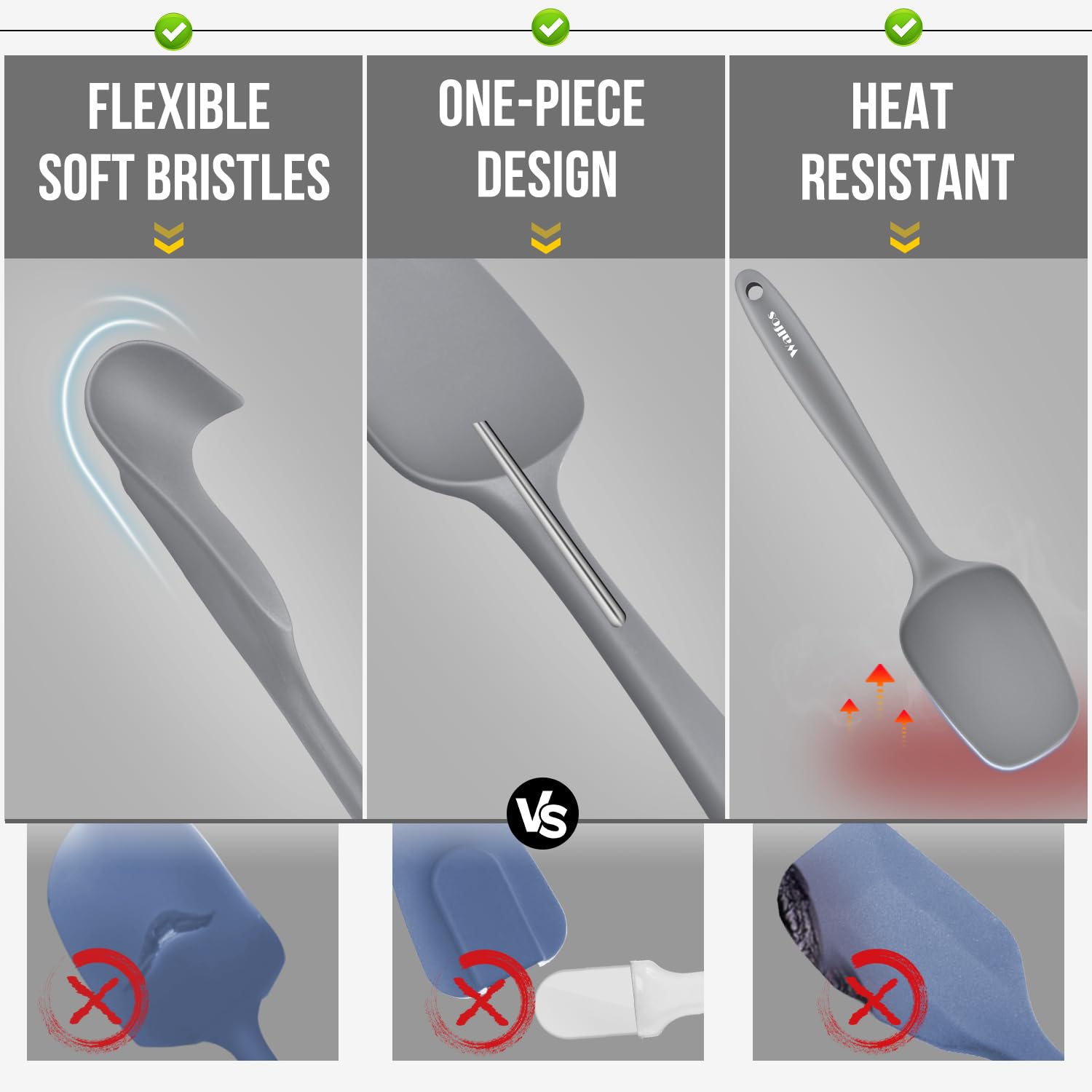 Walfos silicone spatula surface is non-stick and easy to scrape
