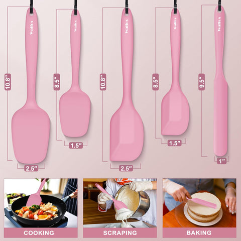 Walfos pink spatula shown in dishwasher for cleanup convenience