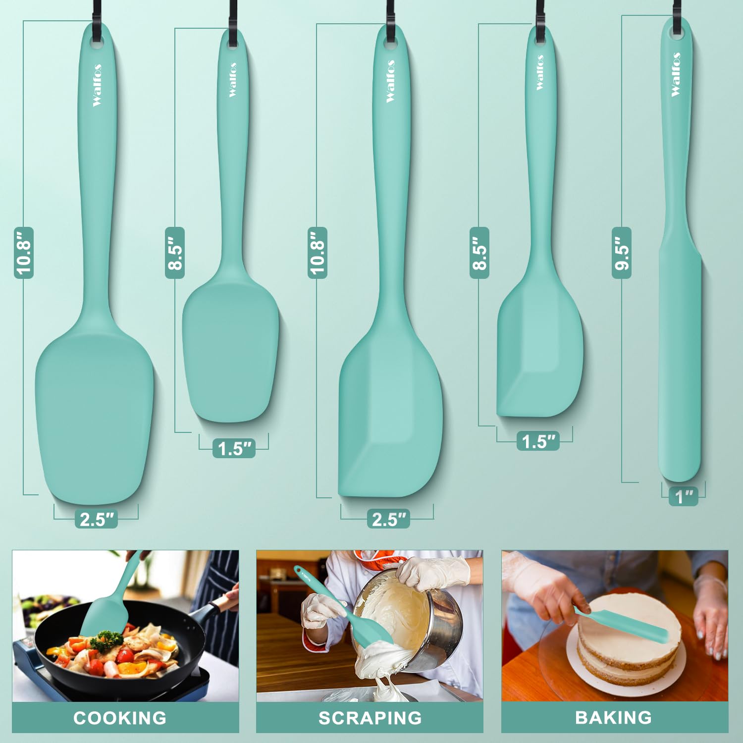 Walfos silicone spatula dishwasher safe for quick cleanup after cooking.