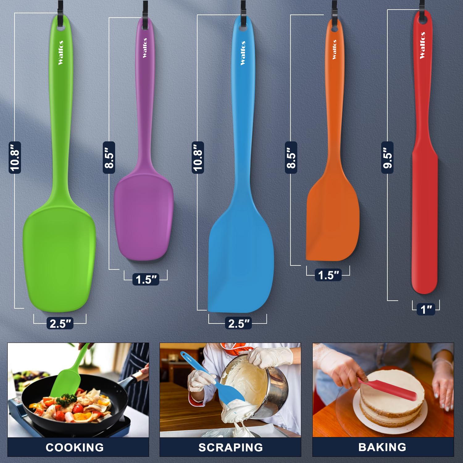 Walfos dishwasher-safe spatula set for quick cleanup